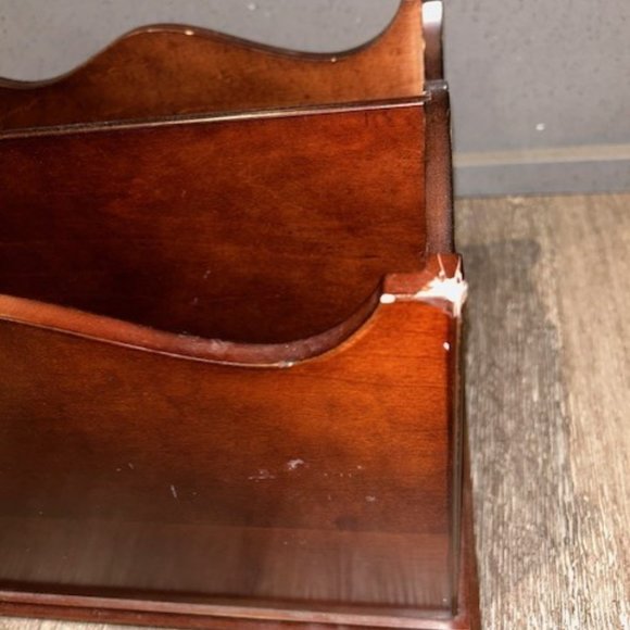 Bombay Company Solid Cherry Wood Magazine Rack Holder - Picture 8 of 12